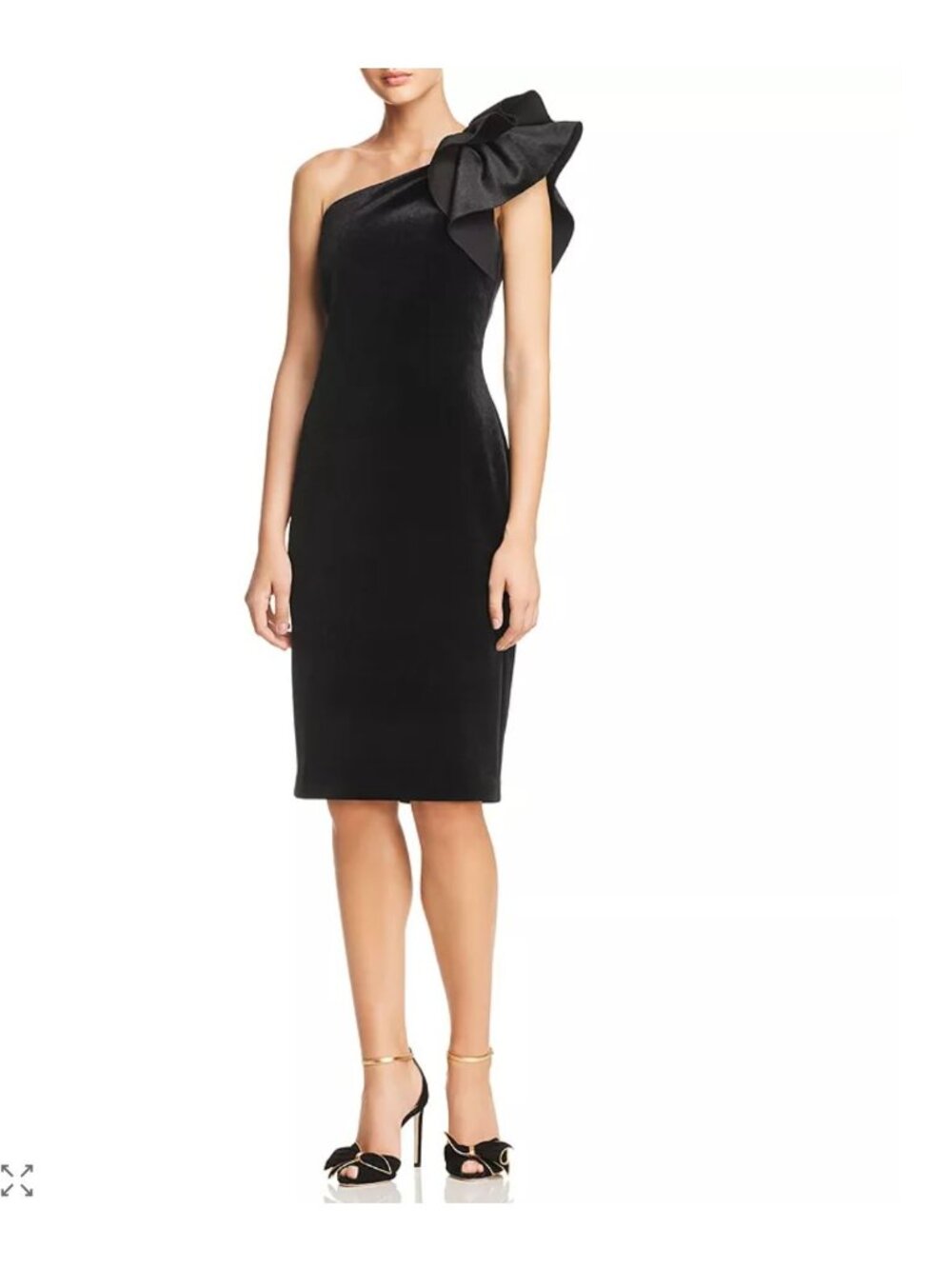 Eliza J Womens Black Velvet One-Shoulder Ruffle Detail Cocktail Dress Sz 10 2810 - Picture 2 of 15